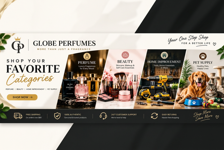 Shop your favorite categories: perfume, beauty, home improvement and pet supply