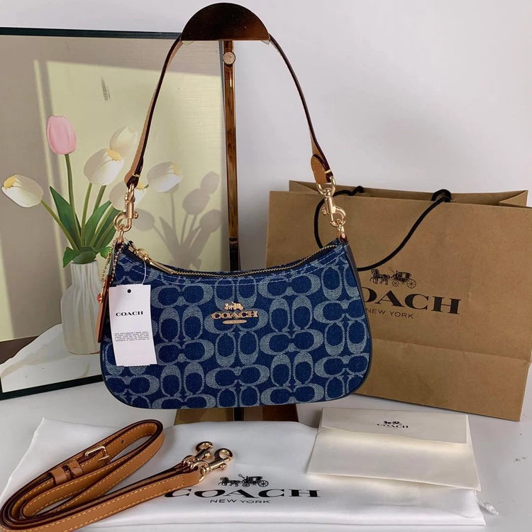 COACH Teri Shoulder Bag CAF82 – Denim/Natural