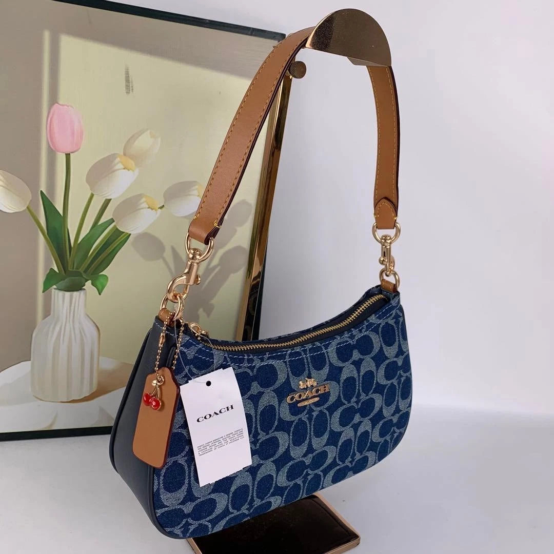 COACH Teri Shoulder Bag CAF82 – Denim/Natural