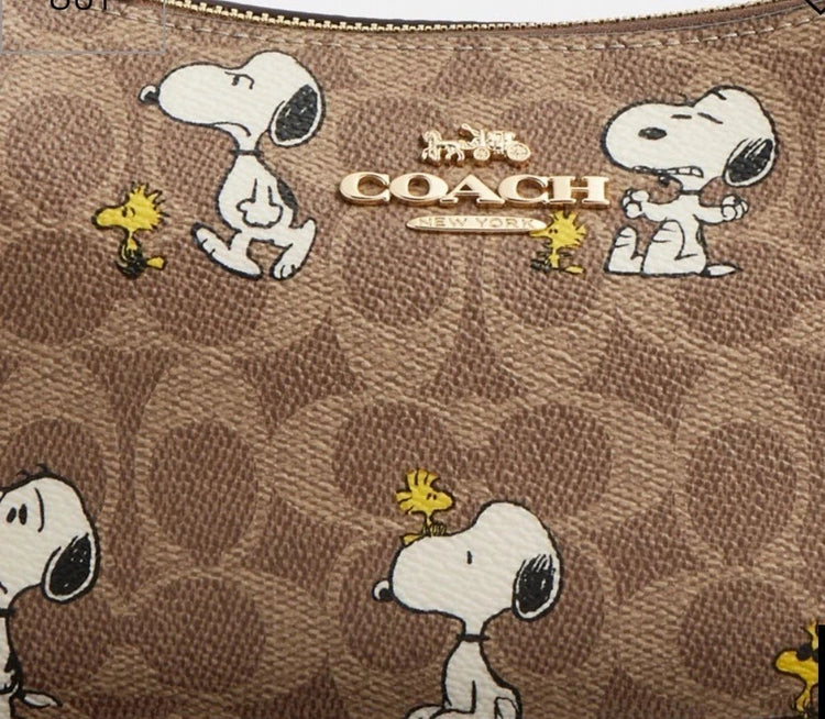 COACH x Peanuts Snoopy & Woodstock Signature Brown Crossbody Bag