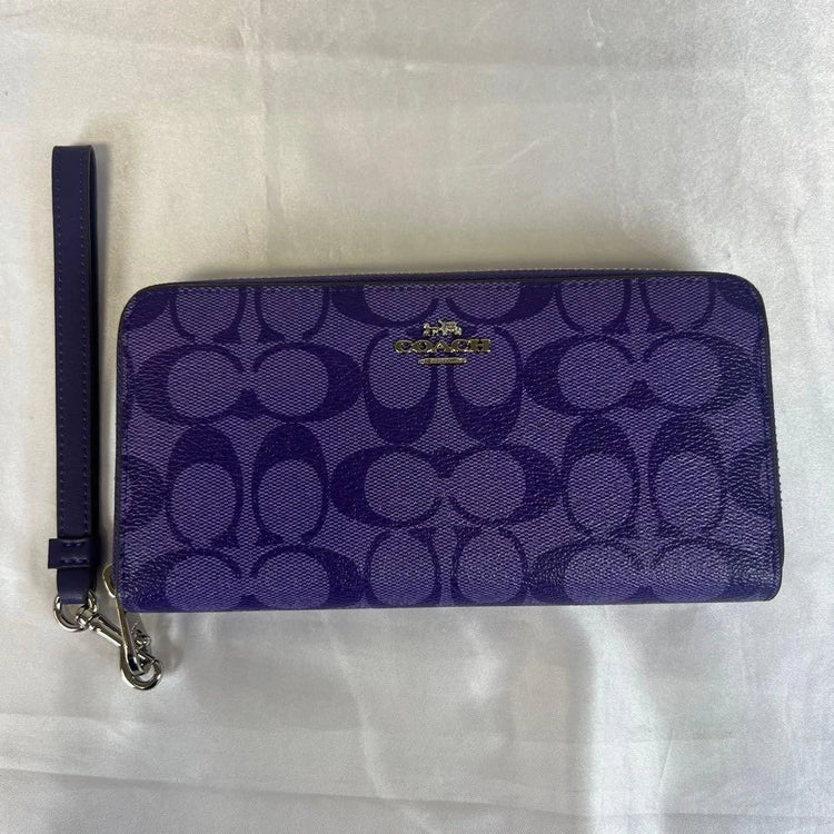 Coach Signature Purple Zip-Around Wallet