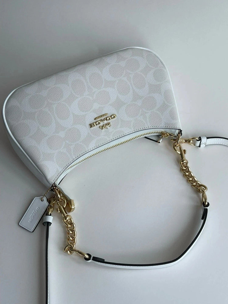 COACH Teri 2-Way Shoulder Bag – White Signature Canvas CA548