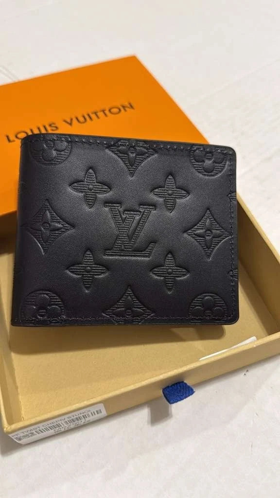 Louis Vuitton Black Embossed Monogram Bifold Wallet