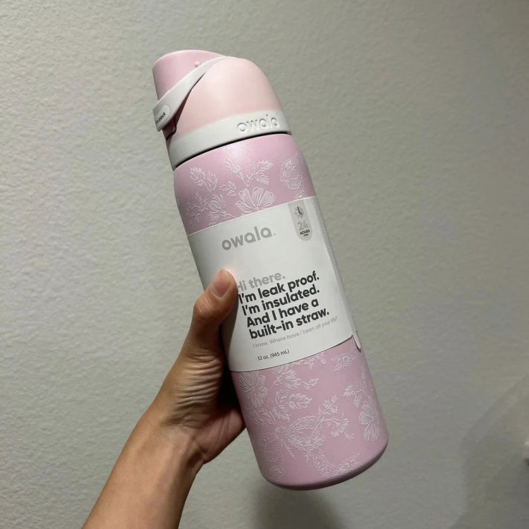 Owala Pink Lace Insulated Water Bottle 32 oz